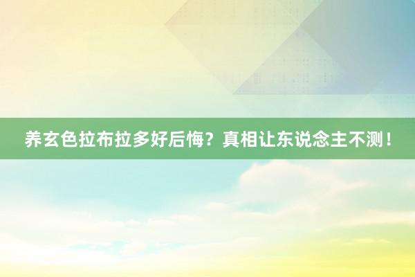 养玄色拉布拉多好后悔？真相让东说念主不测！